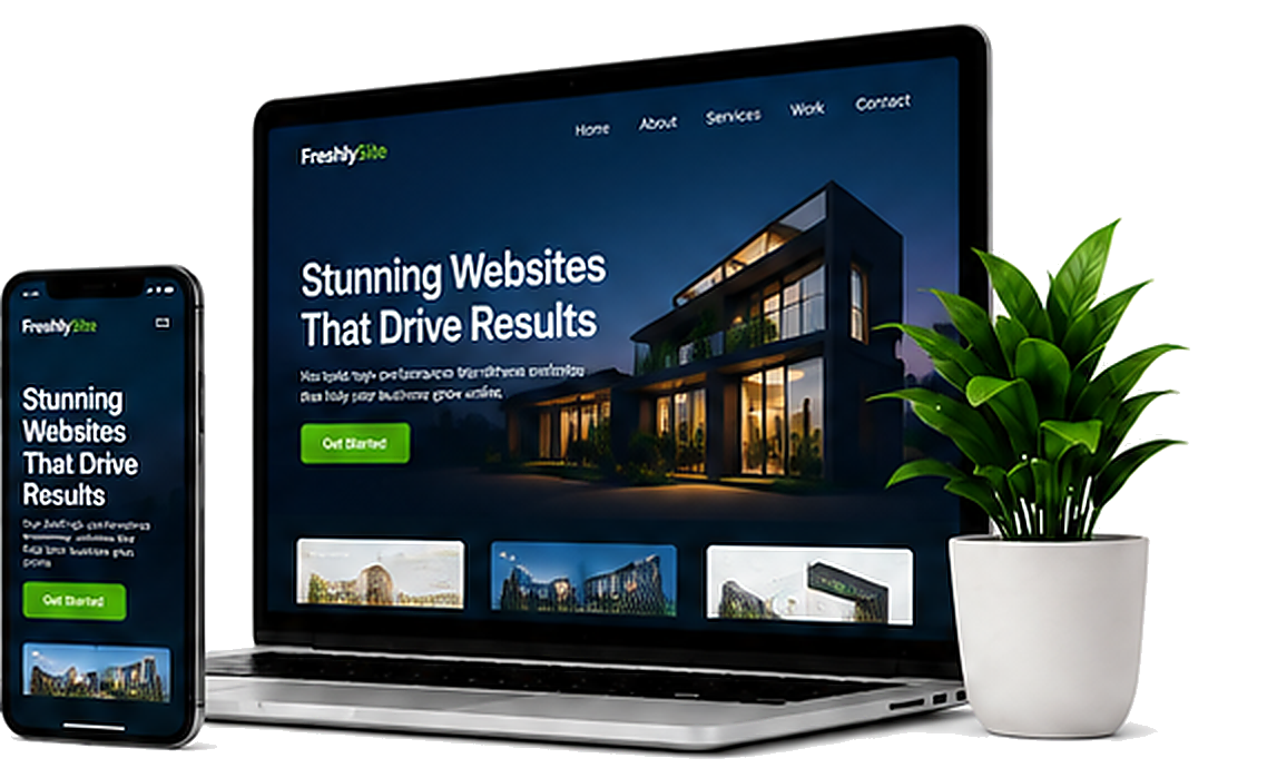 FreshlySite website displayed on laptop and mobile phone