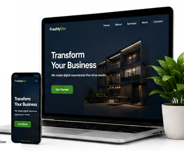 FreshlySite website shown on laptop and phone