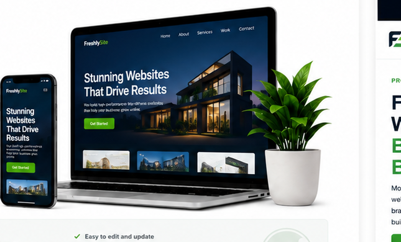 FreshlySite website displayed on laptop and mobile phone