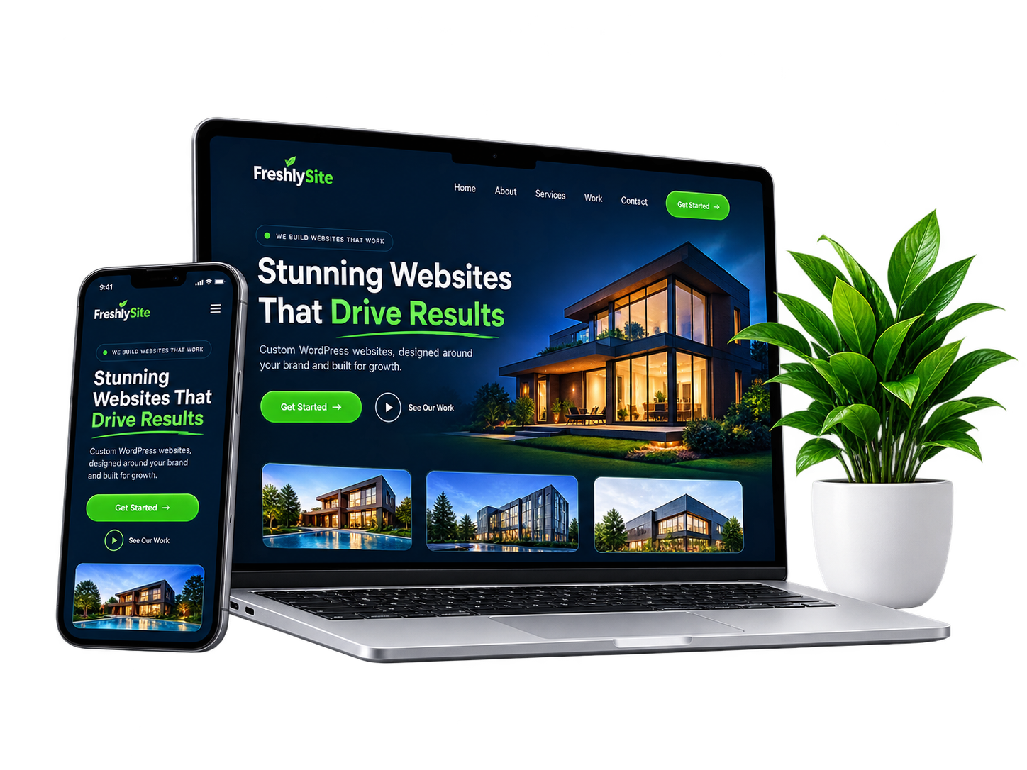 FreshlySite responsive website design showcase